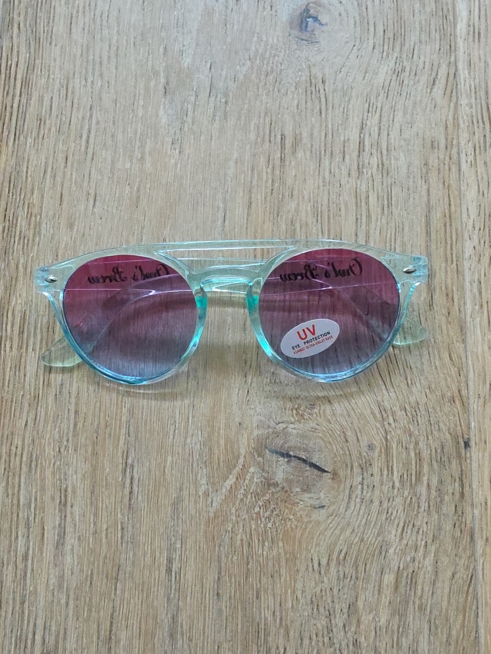 Transparent Mint Frame Sunglasses with Pink Lenses